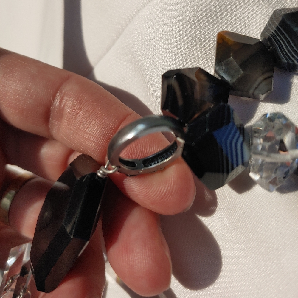 Deb Guyot Banded & Sliced Agate/Herkimer Quartz - image 6